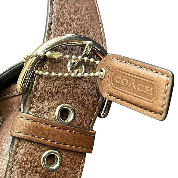 COACH 3653 Soho Double Pocket Buckle Flap Brown Leather Shoulder Bag Y2K 2005 - Picture 7 of 13